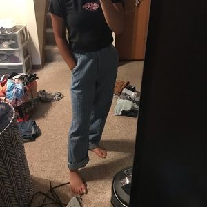 pacsun white striped blue mom jeans size 26